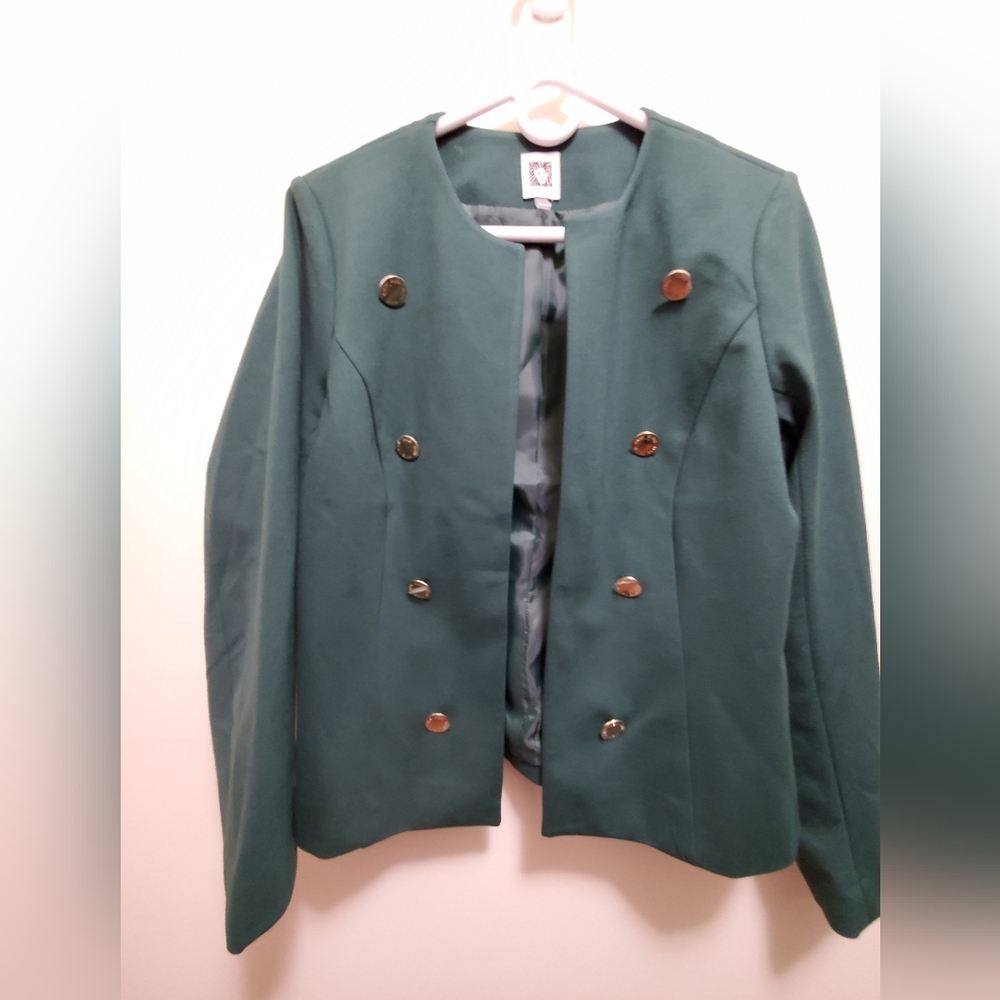 Anne Klein Forest Green faux Double-Breasted Blazer